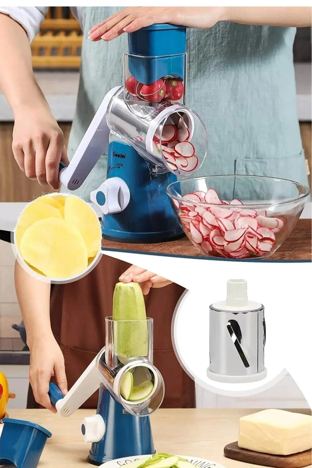 🔥 Premium Stainless Steel 3 in 1 Vegetable Cutter & Slicer