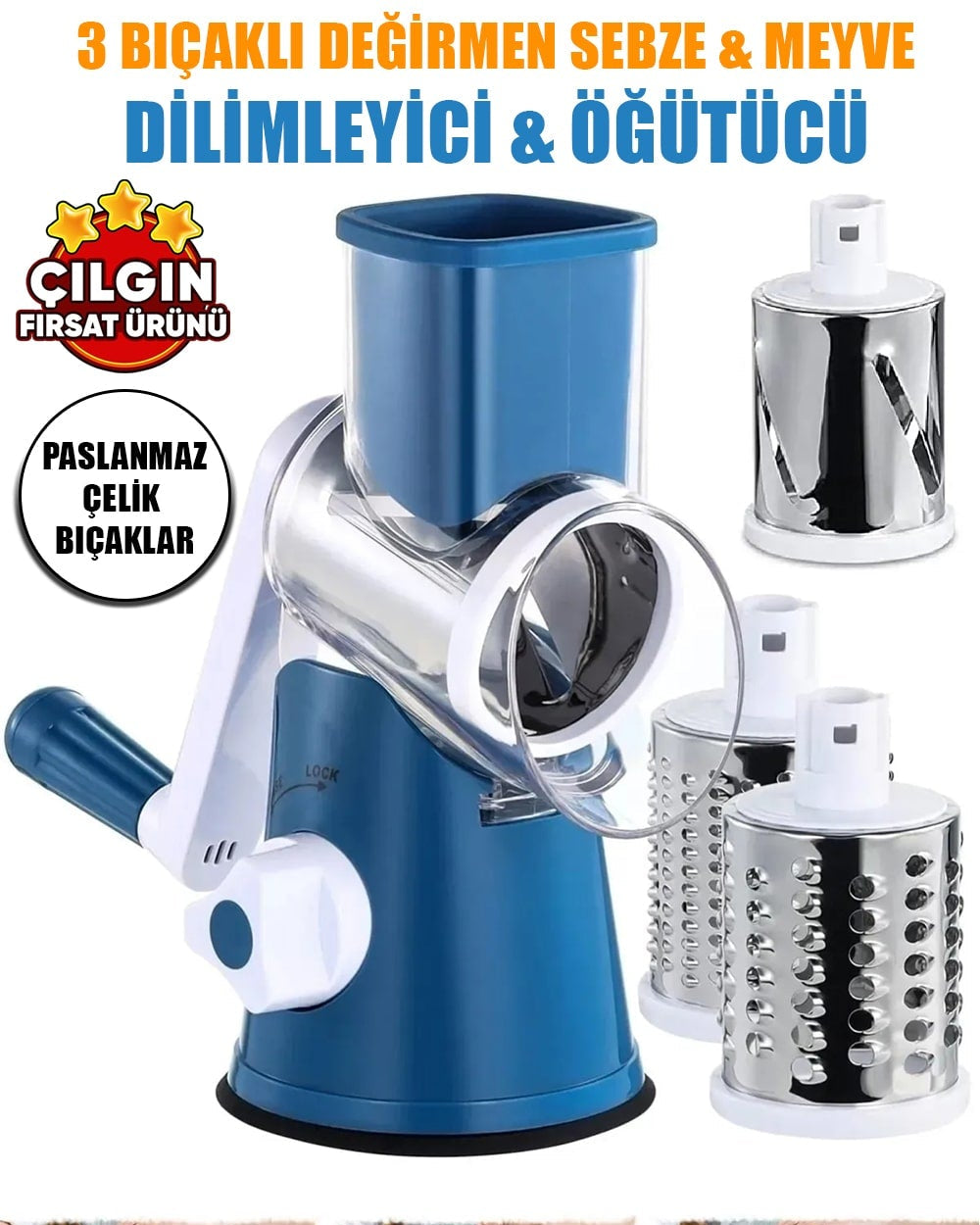 🔥 Premium Stainless Steel 3 in 1 Vegetable Cutter & Slicer