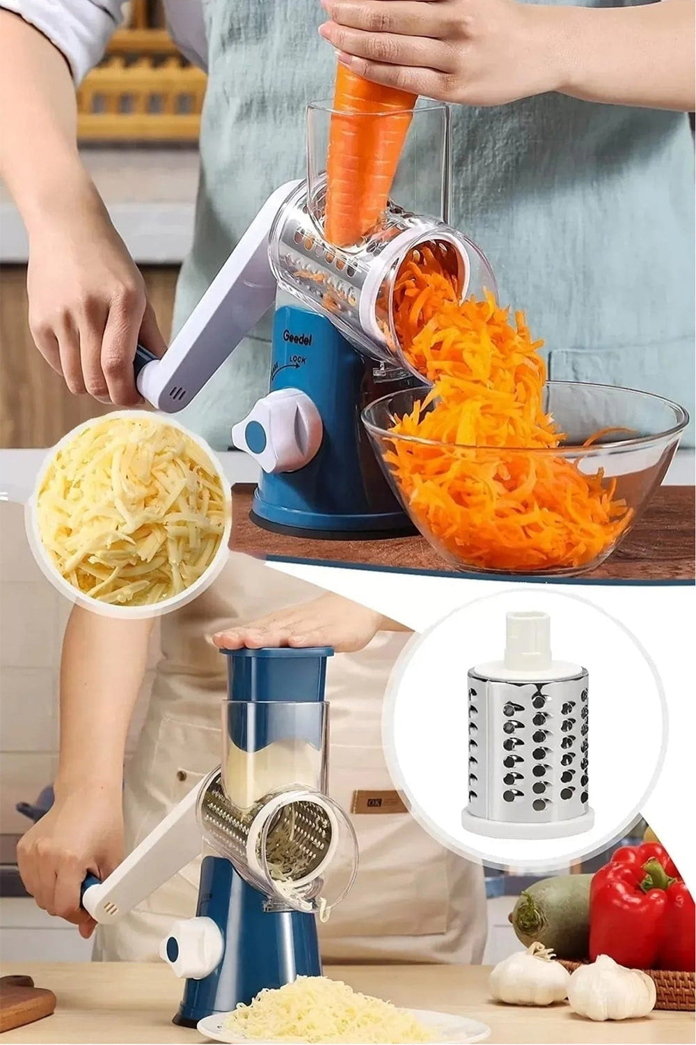 🔥 Premium Stainless Steel 3 in 1 Vegetable Cutter & Slicer